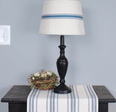 Grain Sack Stripe Cream - Colonial Blue Lampshade 0D165014 - The Fox Decor